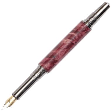 Custom Made Lanier Art Deco Fountain Pen - Red Maple Burl - Af6w46