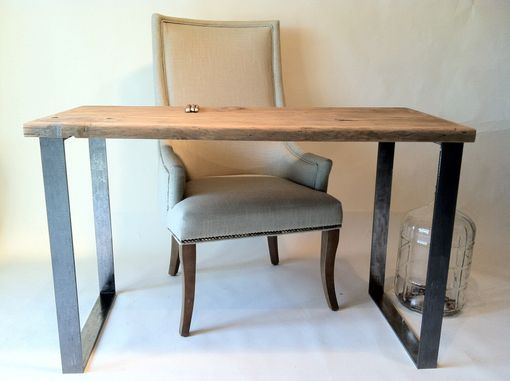 Custom Made Reclaimed Wood Desk With Metal Frame