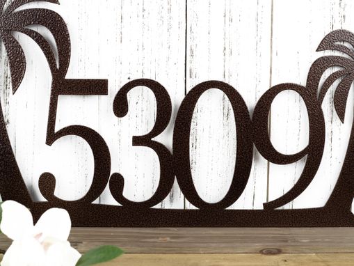 Custom Made Metal House Number Sign, Palm Trees
