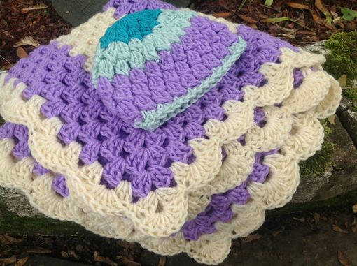 Custom Made Crochet Granny Square Baby Afghans And Hats