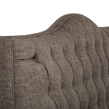Custom Made Custom Upholstered Tufted Platform Bed- Linen, Hemp, Cotton, Or Velvet