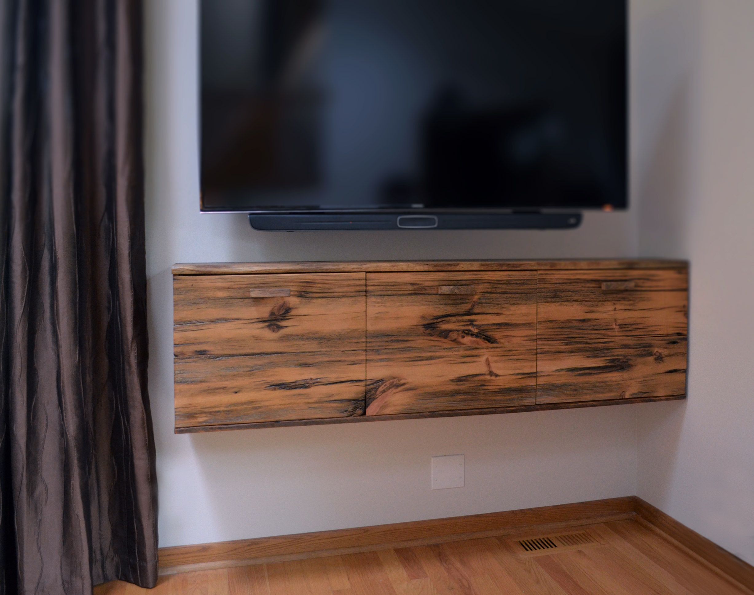 Hand Crafted Rustic Floating Media Cabinet By Abodeacious Custommadecom