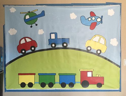 Custom Made Transportation Mural On Canvas 4.5' Tall By 6'Wide