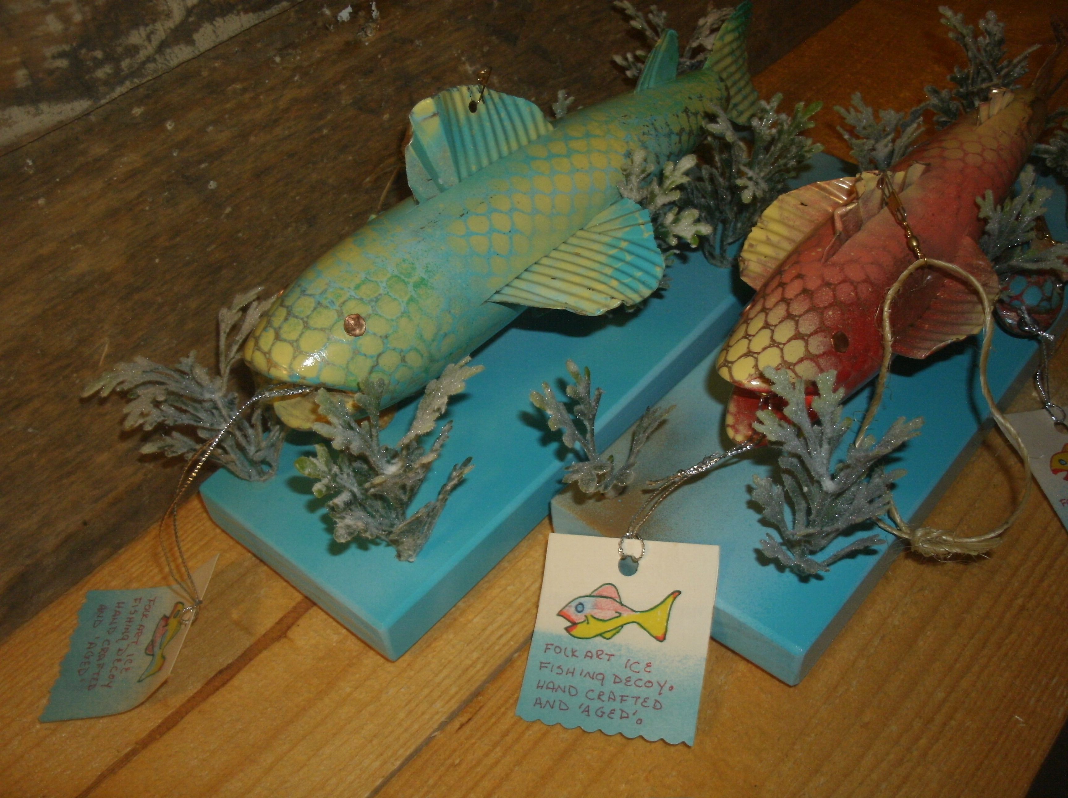 Hand Crafted 'Antiqued' Ice Fishing Decoys by Fatdog Productions