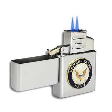 Custom Made Double Flame Butane Torch Lighter With Military Emblem