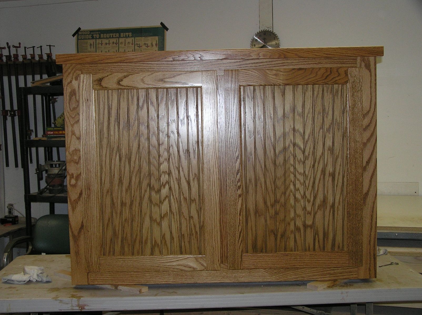 Custom Made Oak And Oak Beadboard Kitchen Island by New,Refurbish