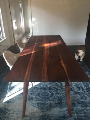 Custom Made Solid Walnut Mid Century Dining Table