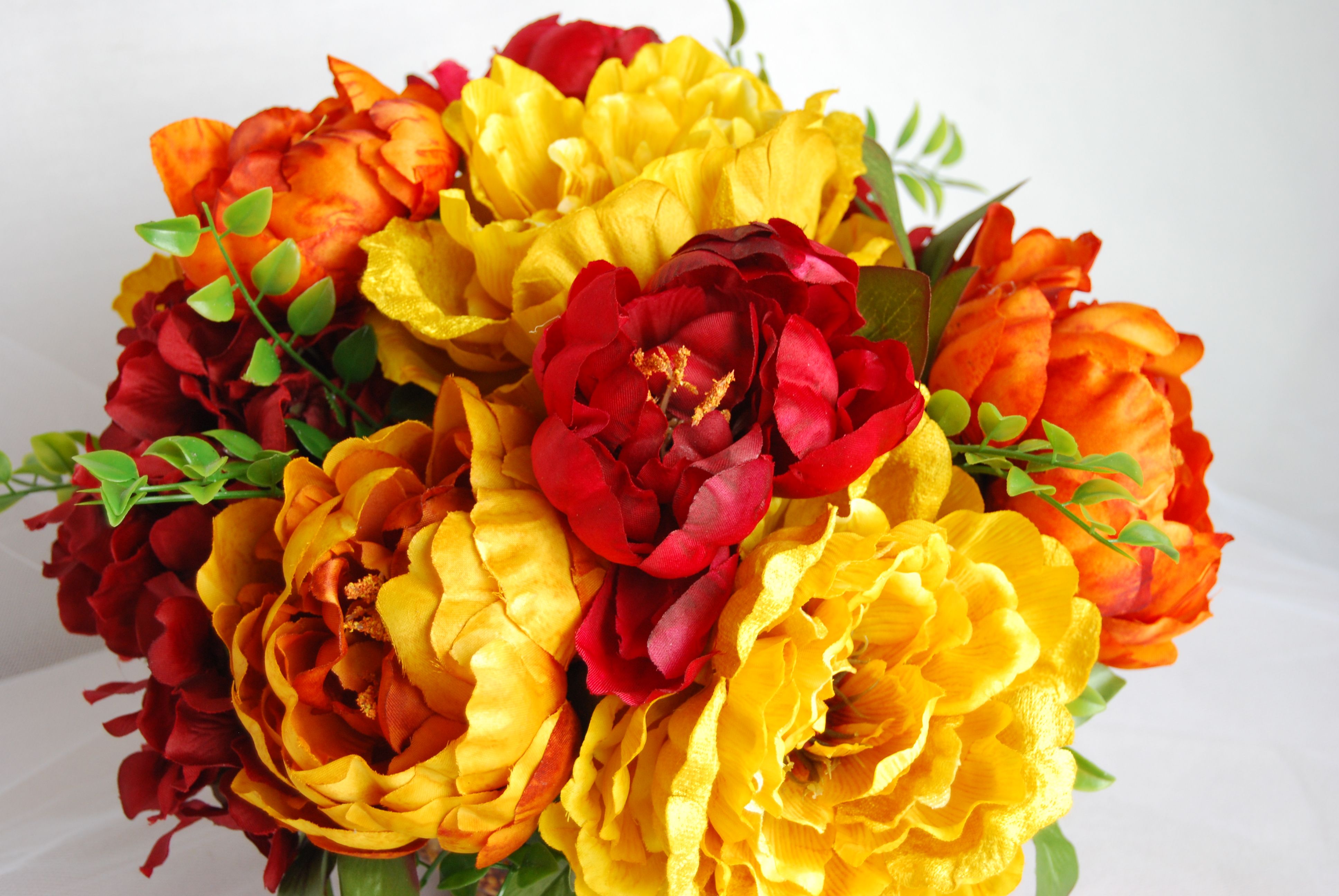 Buy Hand Made Orange And Yellow Fall Silk Floral Centerpiece, made to