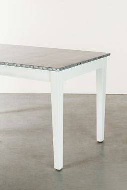 Custom Made Zinc Table  Zinc Dining Table - The Bordeaux Bistro Zinc Top Dining Table -White Finish