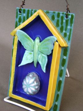 Custom Made Luna Moth With Exotic Egg 3-D Tile Wall Hanging