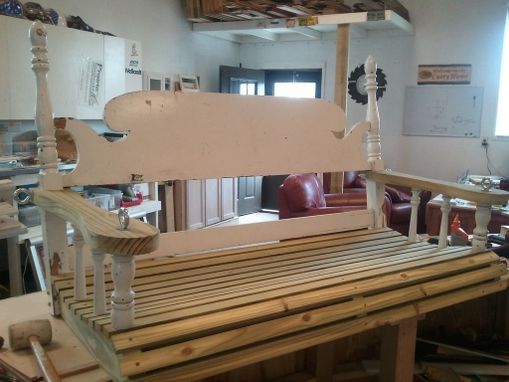 Custom Made Repurposed Headboard Into A Porch Swing