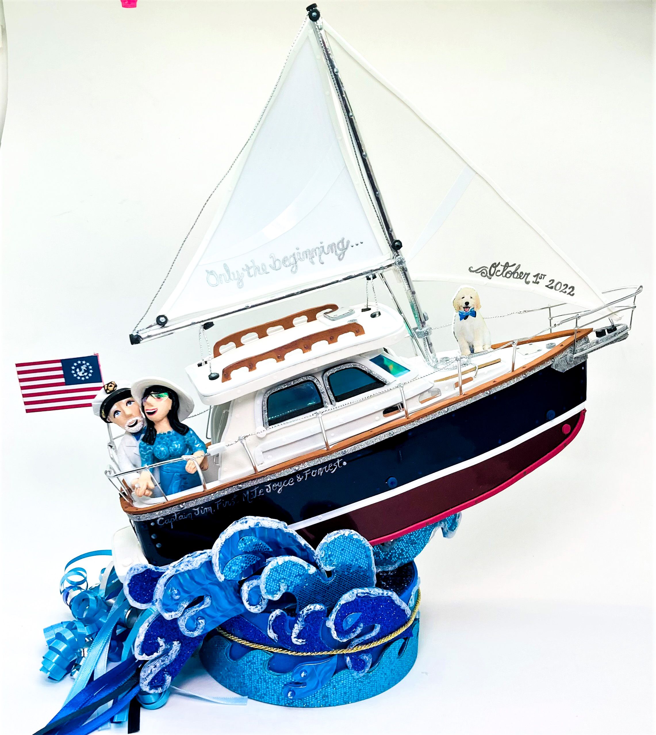 Buy Hand Made Sailing Boat Wedding Cake Topper Look Alike, made to order  from Kharygoarts Cake toppers & more