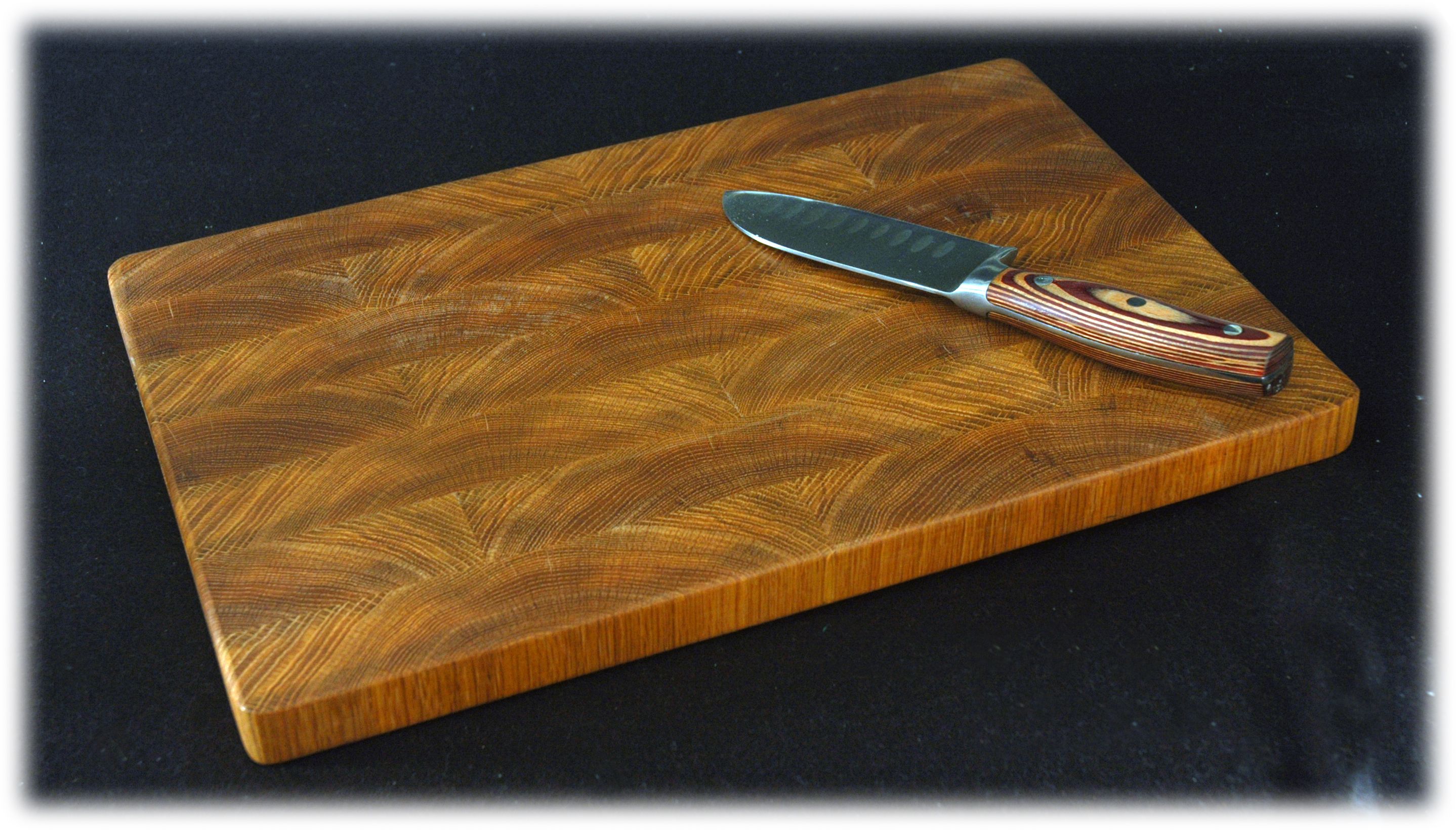Hand Crafted EndGrain White Oak Bread Board In A Rainbow Pattern by