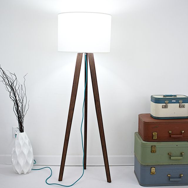 A Handmade Solid Walnut Mid Century Modern Tripod Floor Lamp A Handmade Solid Walnut Mid Century Modern Tripod Floor Lamp With Teal Cord Made To Order From Moderncre8ve Custommade