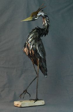 Custom Made Mantle Blue Heron Sculpture