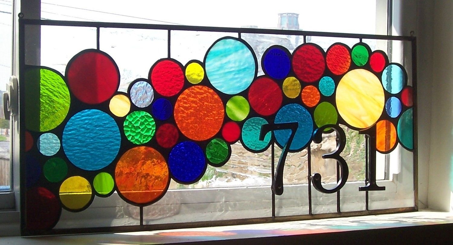 Hand Crafted Stained Glass Window Panel Bright And Bubbly Transom Am 