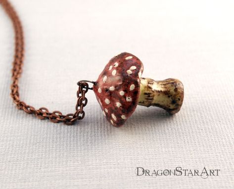Custom Made Woodland Mushroom Necklace, Ceramic Toadstool Pendant Necklace