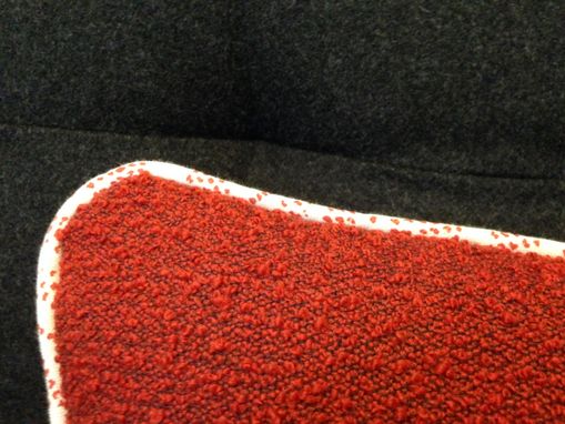 Custom Made Red Boucle Designer Fabric Throw Pillow