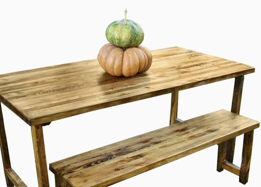 Custom Made Reclaimed Wood Table And Bench
