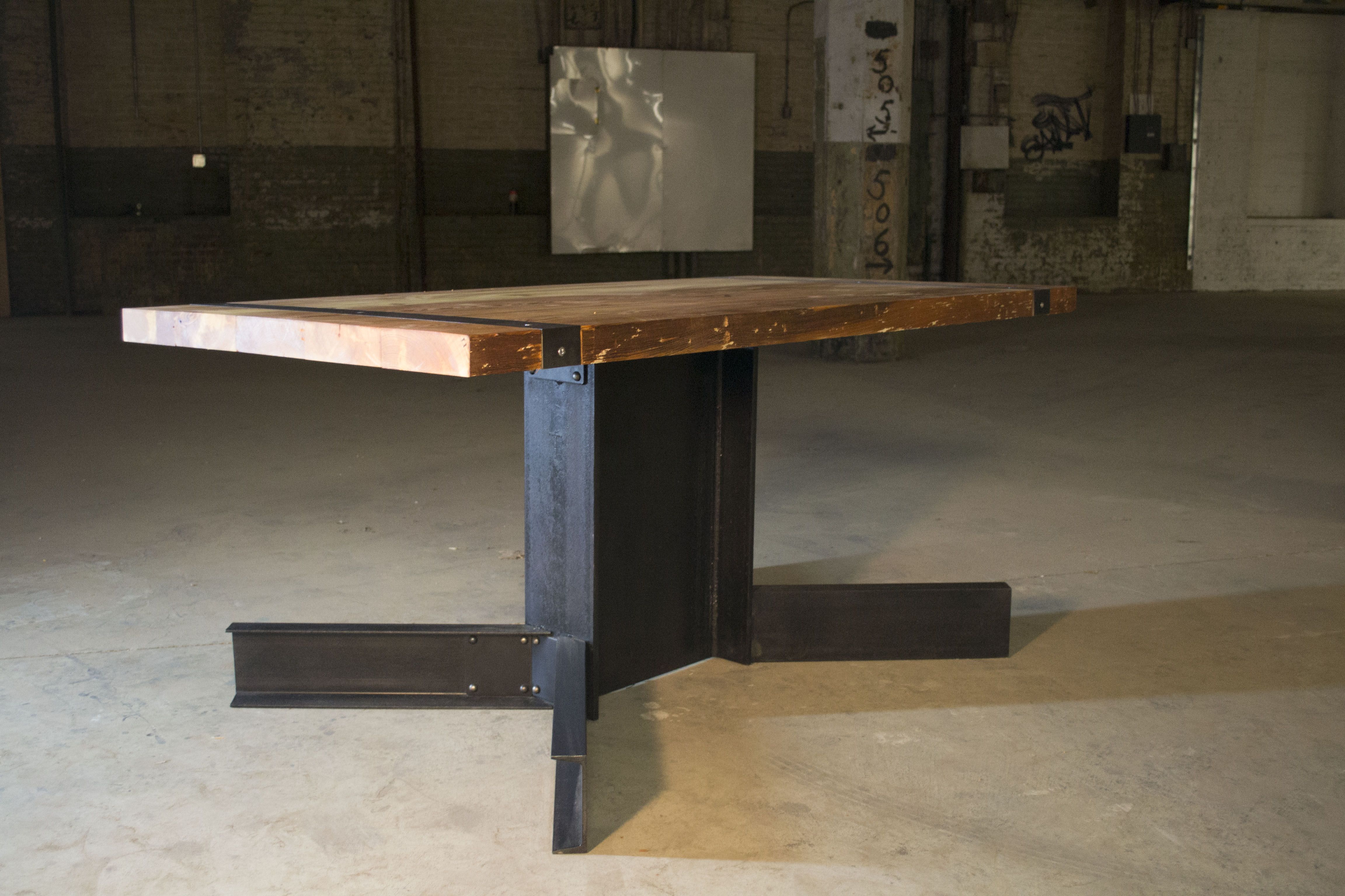 Buy A Custom Made Big Beam Industrial Table, Made To Order From Two 