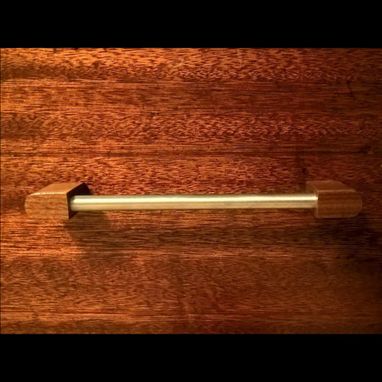 Custom Made Stainless Steel And Walnut Wood Cabinet Pull
