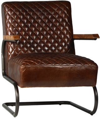 Custom Made Culver Diamond Tuft Leather Lounge Chair