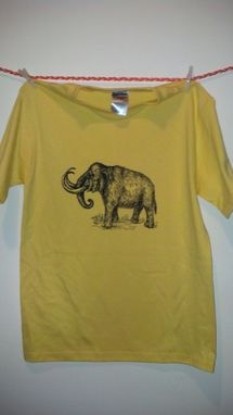 Custom Made Sale Woolly Mammoth Screen Printed T Shirt, Black Ink On Yellow Shirt