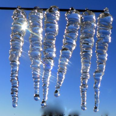 Custom Made Hand-Blown Clear Glass Icicle Holiday Ornament