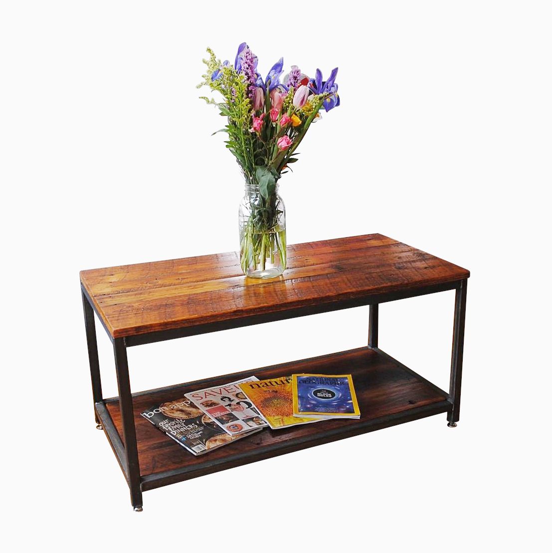 Buy Hand Made Reclaimed Pine And Steel Coffee Table, made to order from