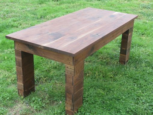 Custom Made Unique Walnut Dining Set With 6 Individual Benches