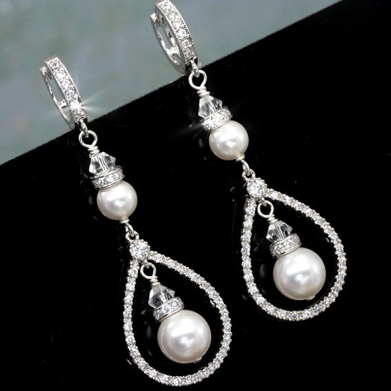 Buy a Hand Crafted Ivory Pearl Drop Earrings - Bridal Wedding Teardrop ...