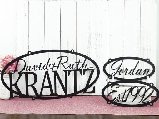 Custom Made Family Name, Established Year, And Child Name Oval Metal Signs