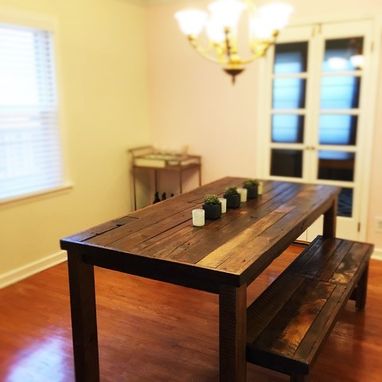 Custom Made Barnwood, Dining Set, Dining Table And 2 Benches, Dining Table, Bench, Reclaimed Wood Dining Table