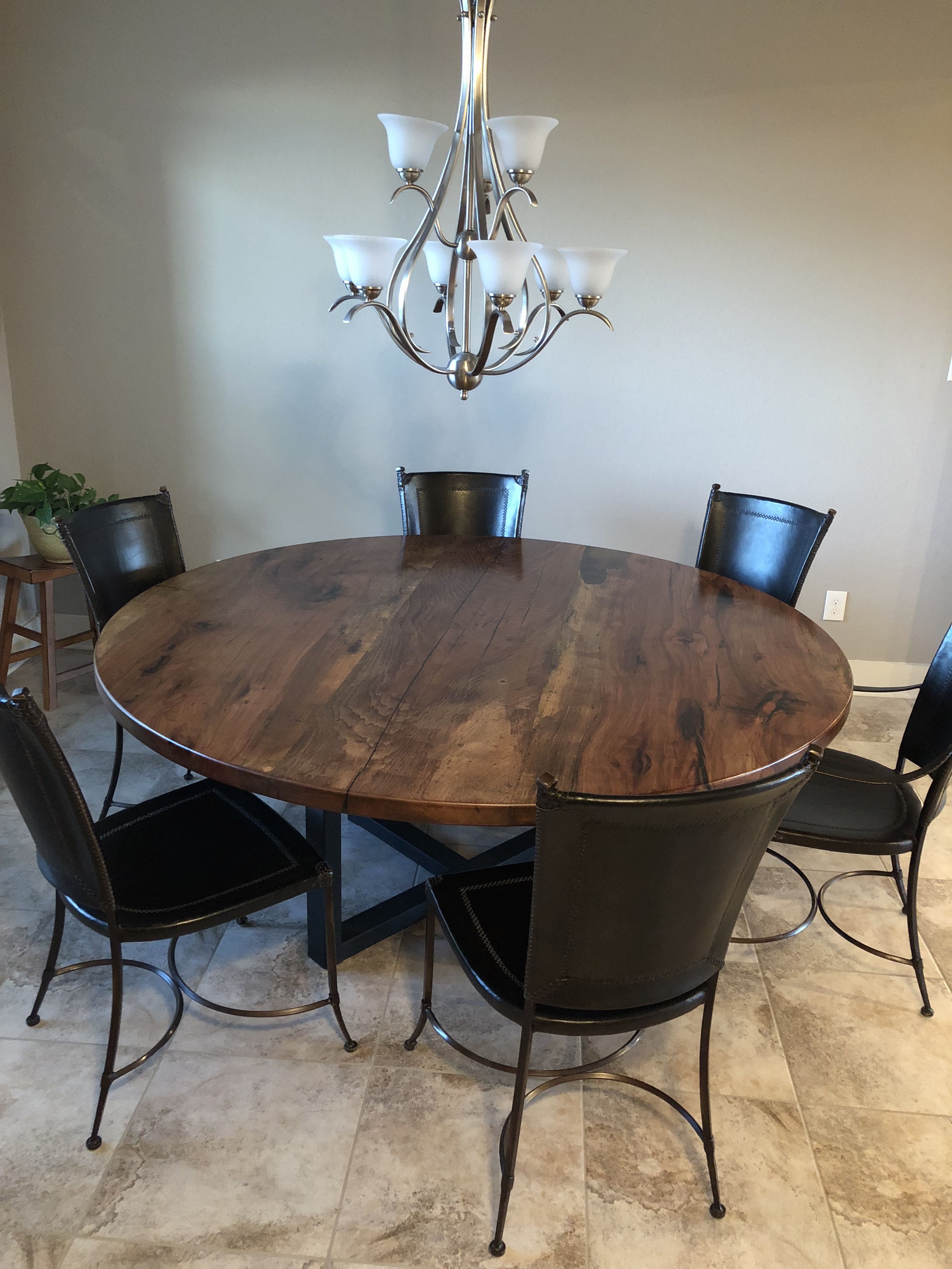 Buy Custom Made Round Pecan Dining Table, made to order from Steel