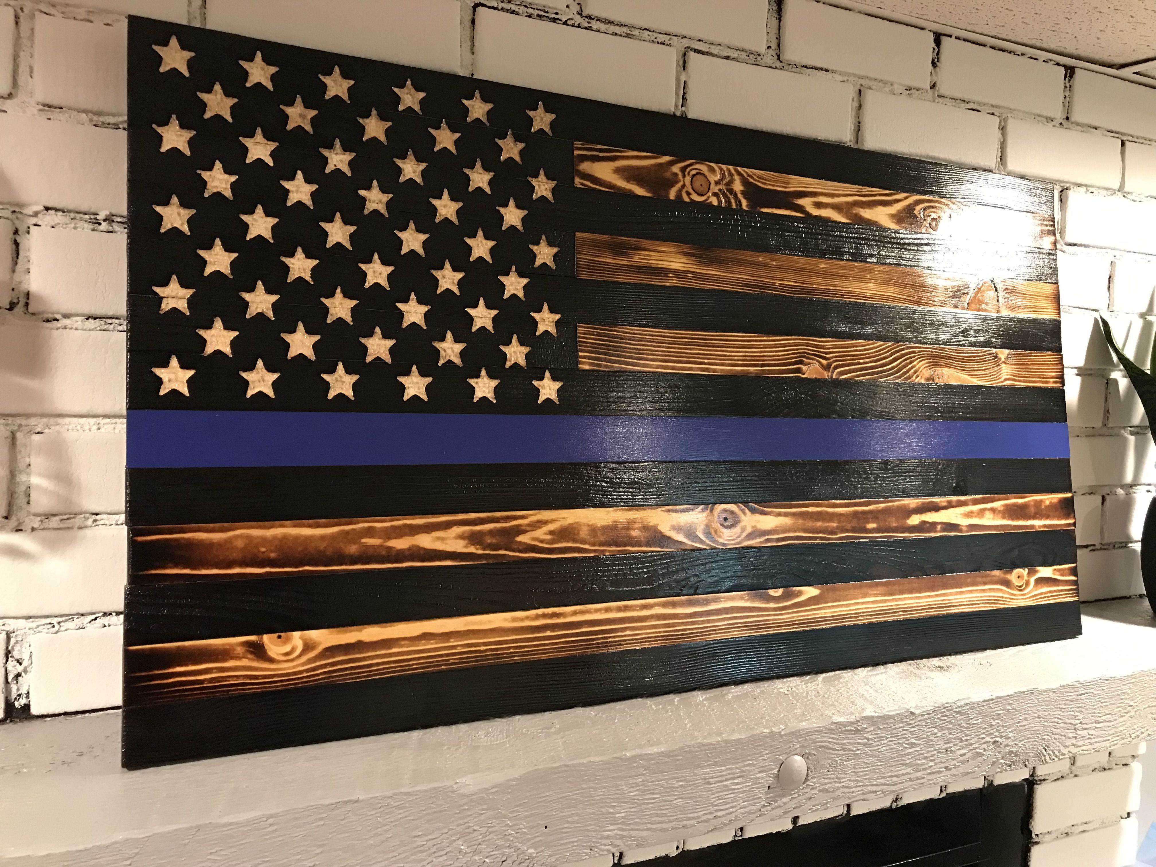 Buy Custom Made Thin Blue Line American Rustic Flag, Thin Blue Line