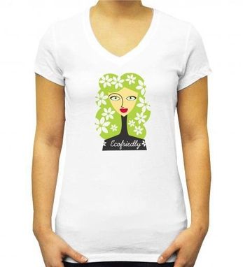 Custom Made Ecofriendly Tshirt - Modern Tshirt- Colorful Tshirt- Fun White Tshirt- Flower Tshirt- Lime Green Top
