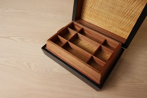 Custom Made Jewelry Box In African Satinwood, Sapele, Ebony