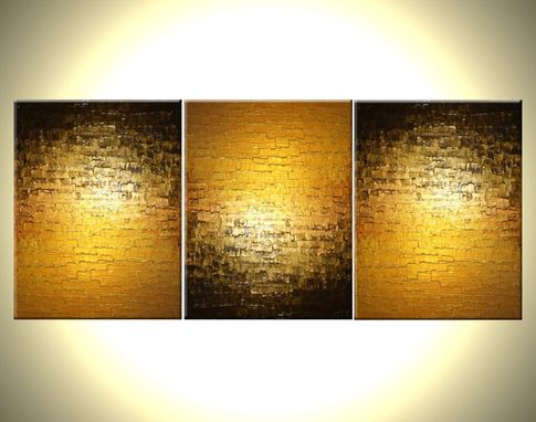 Custom Made Abstract Gold Metallic Textured Original Bronze Reflective Painting By Lafferty - 24 X 54