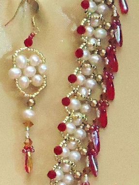 Custom Made Pearls And Crystals Necklace And Earrings Set