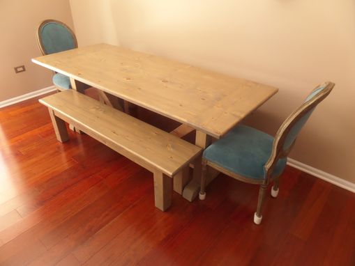 Custom Made Farmhouse Dining Table And Benches