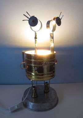 Custom Made Lamp - Reboot Robot Lighting Made From A Brass Planter