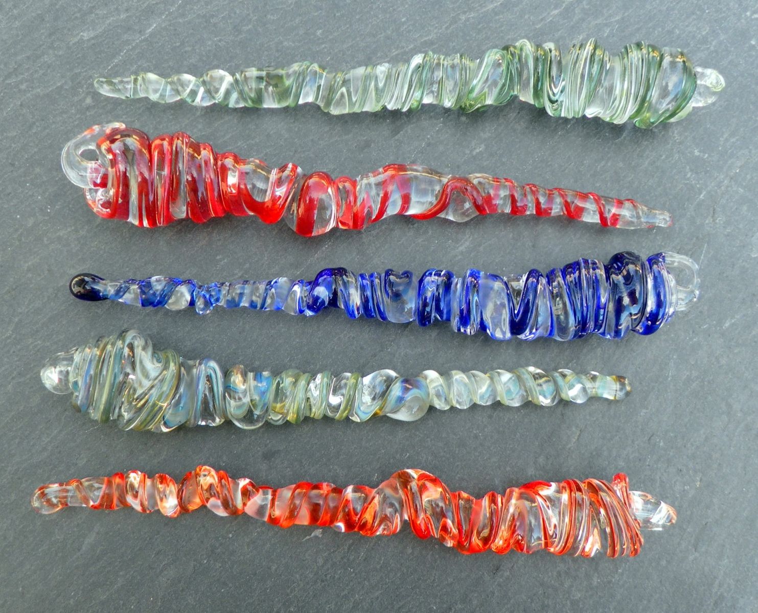 Hand Crafted Brightly Colored HandBlown Glass Icicle Ornament by Untamed Rose