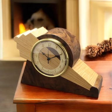 Custom Made Art Deco Styled Clock With Wood Dial