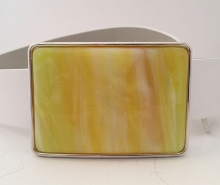 Custom Made Bright Sunshine Yellow With A Little Orange, Fused Glass Belt Buckle