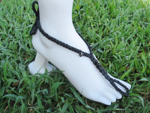 Custom Made Black Toe Thongs. Slave Anklets. Deerskin Lace Hand Braided. It Fits Shoe Sizes 6-8. Tiny Dancer.