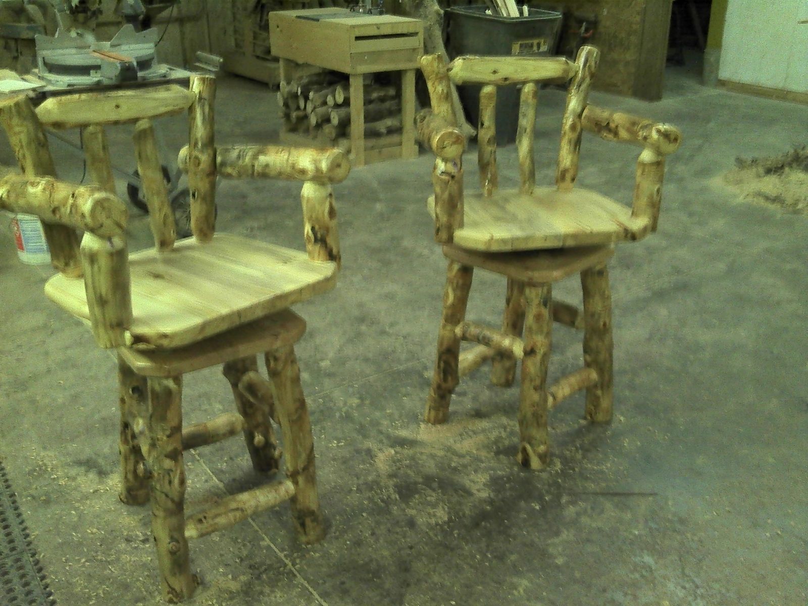 Hand Crafted Custom Rustic Log And Reclaimed Barn Wood Bar Stools by ...