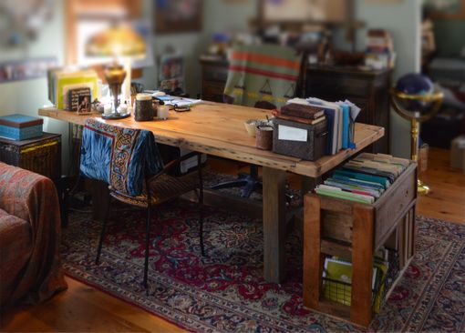 Custom Made Rustic Wood Office Desk And File Storage