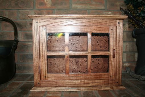 Custom Made Small Ash Curio Cabinet With Rain Glass