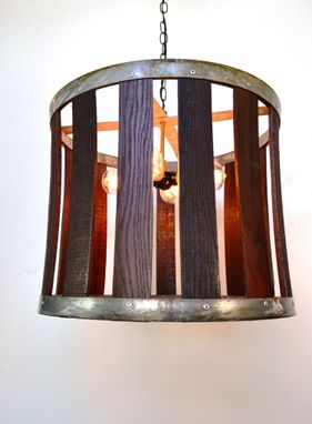 Custom Made Wine Barrel Chandelier - Drum - Made From Retired California Wine Barrels