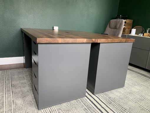 Custom Made Walnut Top Desk With Storage Drawers